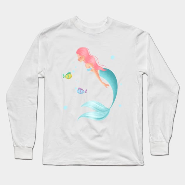 Mermaid Long Sleeve T-Shirt by Snowdrop Arts